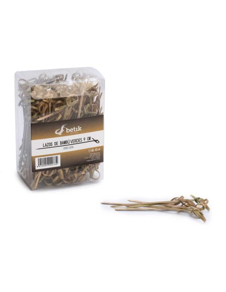 BROCHETA LAZO BAMBÚ VERDE 9CM -  PAQ   200U 