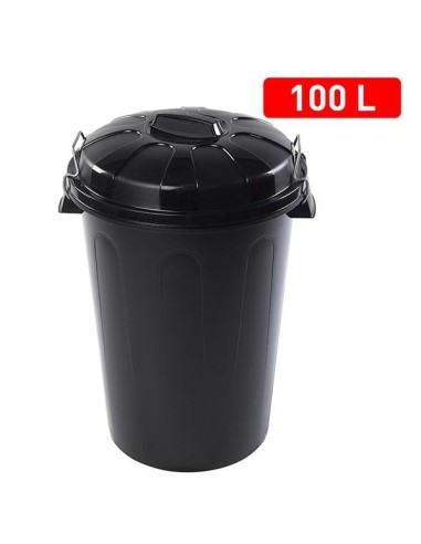 CONTENEDOR CON TAPA 100L NEGRO