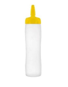 BOTELLA PARA SALSA 500ML AMARILLO C/TAPON  1UND
