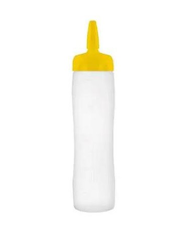 BOTELLA PARA SALSA 500ML AMARILLO C/TAPON  1UND