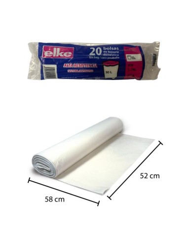 BOLSA BASURA BLANCA 52X58 G60 30R CAJA  R  20UD 