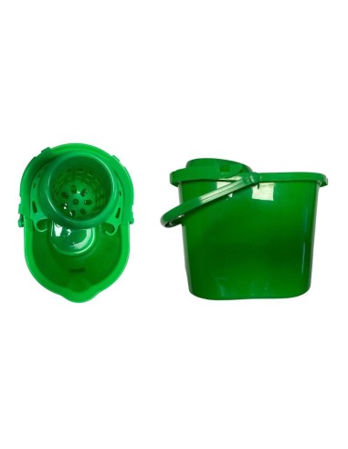 CUBO SEMIOVALADO 15L  VERDE CON ESCURRIDOR 