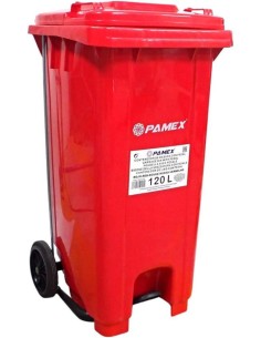 CONTENEDOR CON PEDAL YY-120C 120L ROJO  1UND