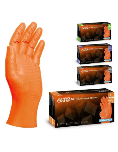 GUANTE NITRILO EXTREME GRIP NARANJA T  L   50 UND 