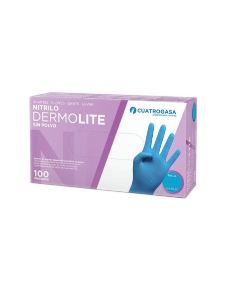 GUANTE NITRILO DERMOLITE AZUL TALLA S  100UND 