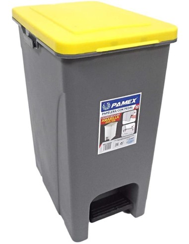 PAPELERA CON PEDAL 30L YY-D065 AMARILLO  1UND 