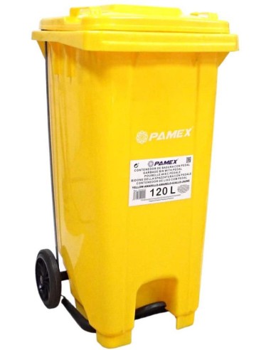 CONTENEDOR  CON PEDAL YY-12 120L AMARILLO