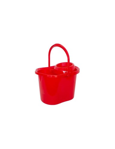 CUBO SEMIOVALADO 15L  ROJO CON ESCURRIDOR 