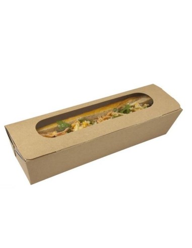 CAJA BOCADILLO C/VENTANA 274X8CM KRAFT  PAQ 125UD 