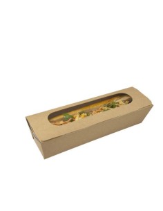 CAJA BOCADILLO C/VENTANA 274X8CM KRAFT  PAQ 125UD  2