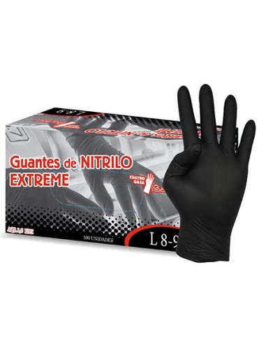 GUANTE NITRILO EXTREME S/ POLVO NEGRO T L  100UDS 