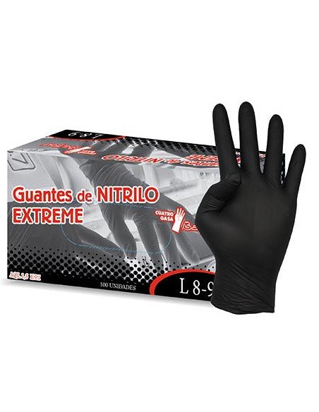 GUANTE NITRILO EXTREME S/ POLVO NEGRO T L  100UDS 