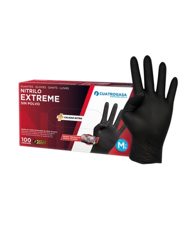 GUANTE NITRILO EXTREME S/ POLVO NEGRO T M  100UDS 